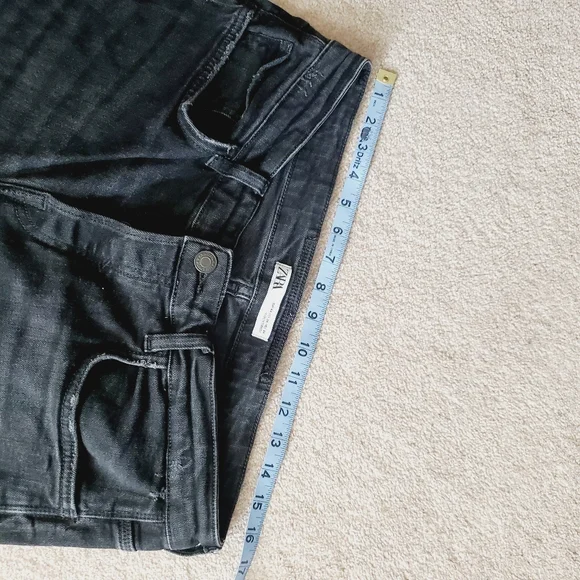 Zara Men's Charcoal Black Distressed Button Fly Skinny Jeans 34 - Picture 5 of 8